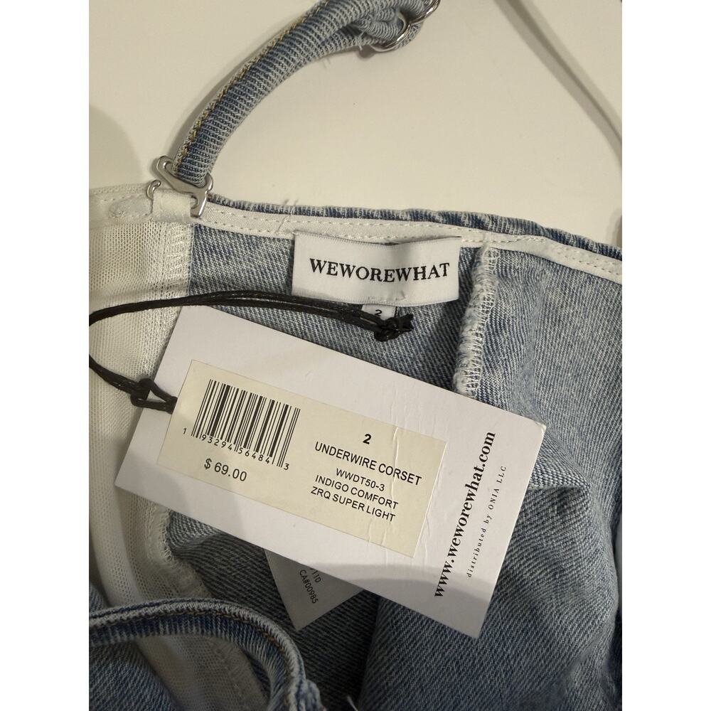 WeWoreWhat Denim Underwire Corset Top Y2K Structured Bustier Light Wash Size 2 - Picture 7 of 8